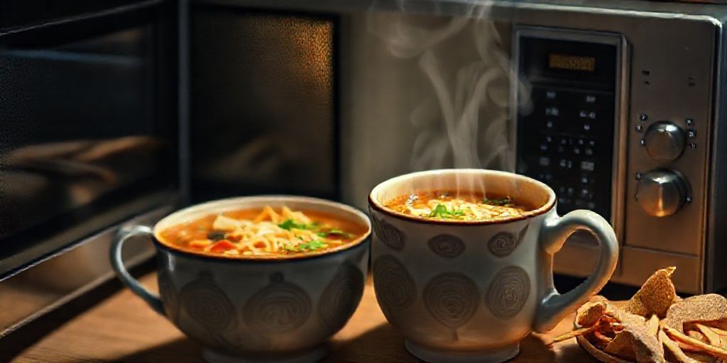 Суп-кружка с лапшой за 7 минут: Ваш идеальный обед из микроволновки
