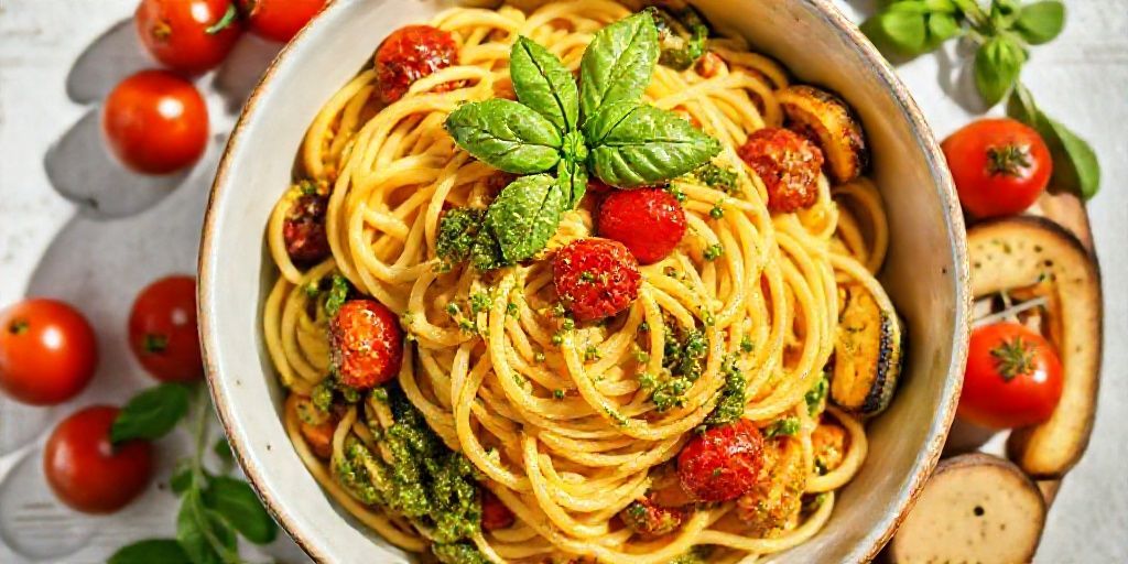 Паста с овощами и песто: Идеальный вегетарианский ужин за 25 минут
