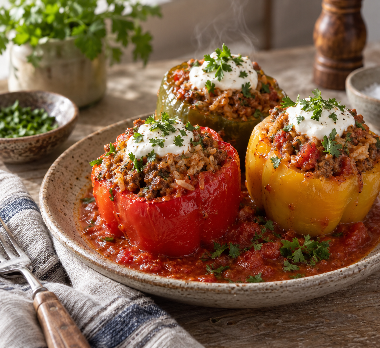 Фаршированные перцы с мясным фаршем и рисом